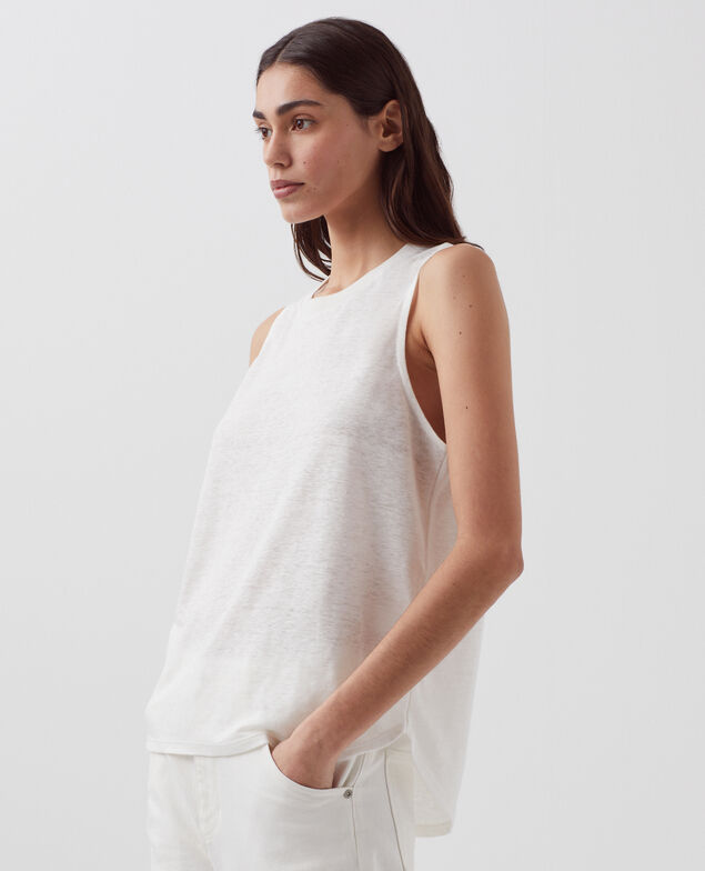 Débardeur en lin MARCELLE H001 brillant white