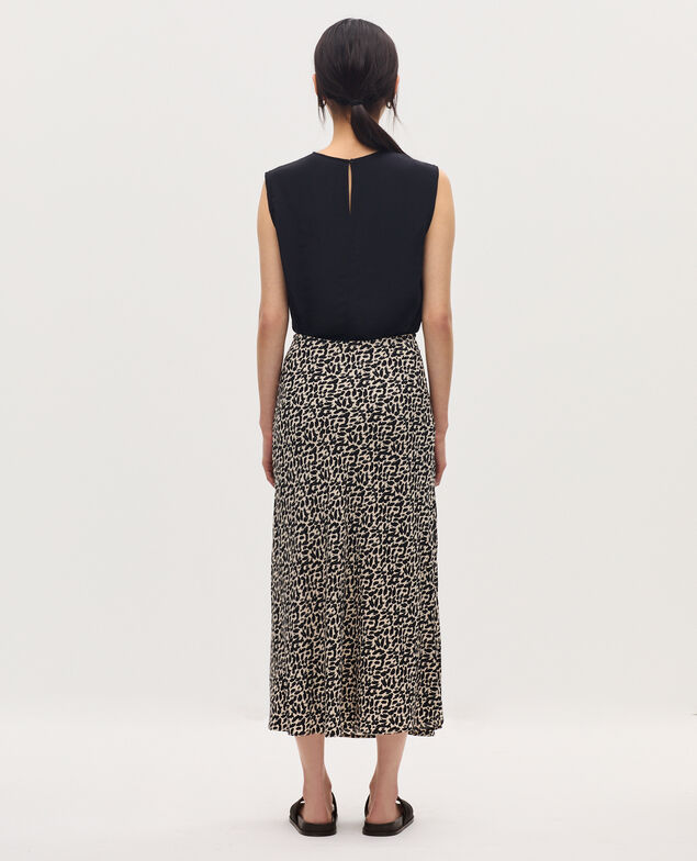 Jupe midi fluide satinée K010 leo ecru