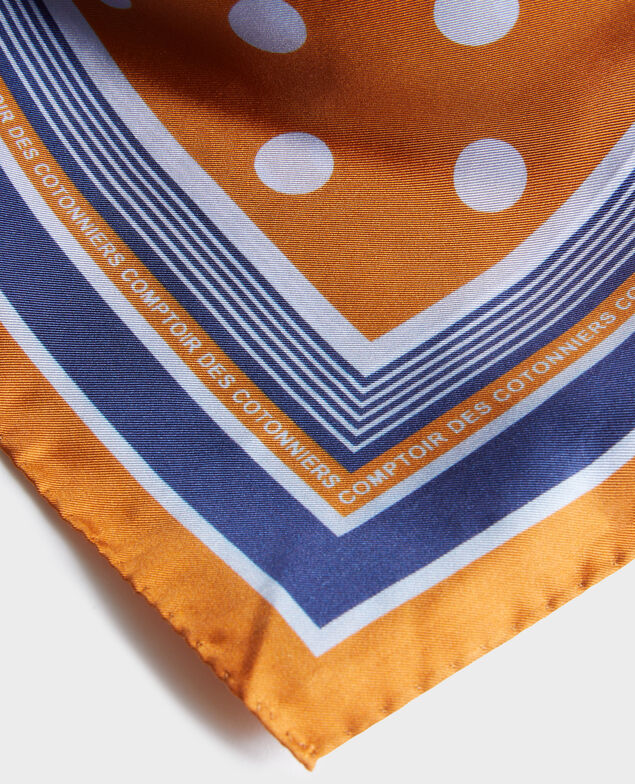 Foulard carré de soie à pois Pumpkin spice