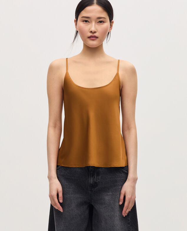 Top satiné à fines bretelles K340 bone brown
