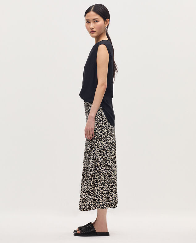 Jupe midi fluide satinée K010 leo ecru