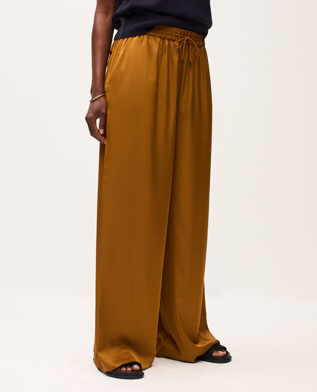 Pantalon large fluide satiné K340 bone brown
