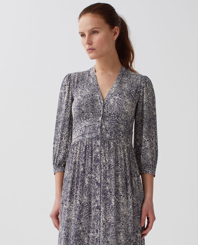 Robe longue fluide H690 micro fl navy