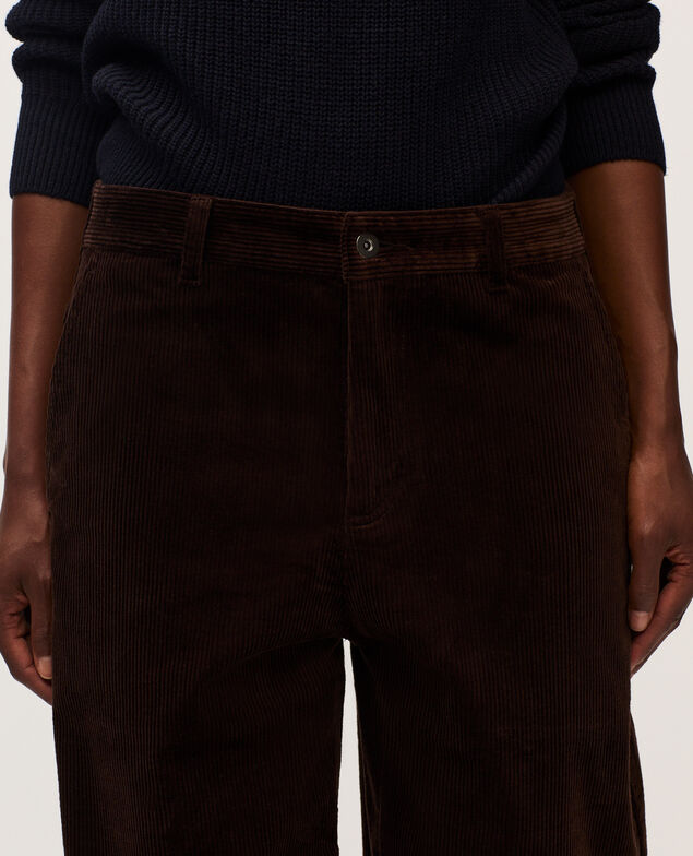 Pantalon barrel en velours côtelé U380 dark brown