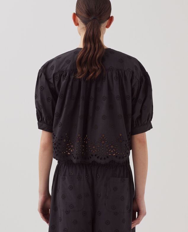 Blouse broderie anglaise en coton H091 black beauty