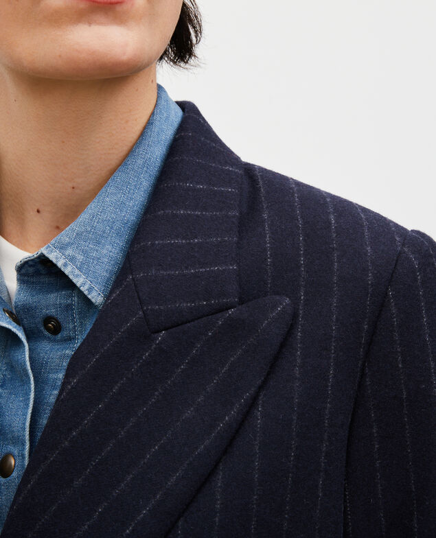 Blazer croisé en laine Stripes night sky