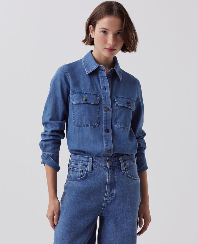 Chemise en denim de coton J621 light blue