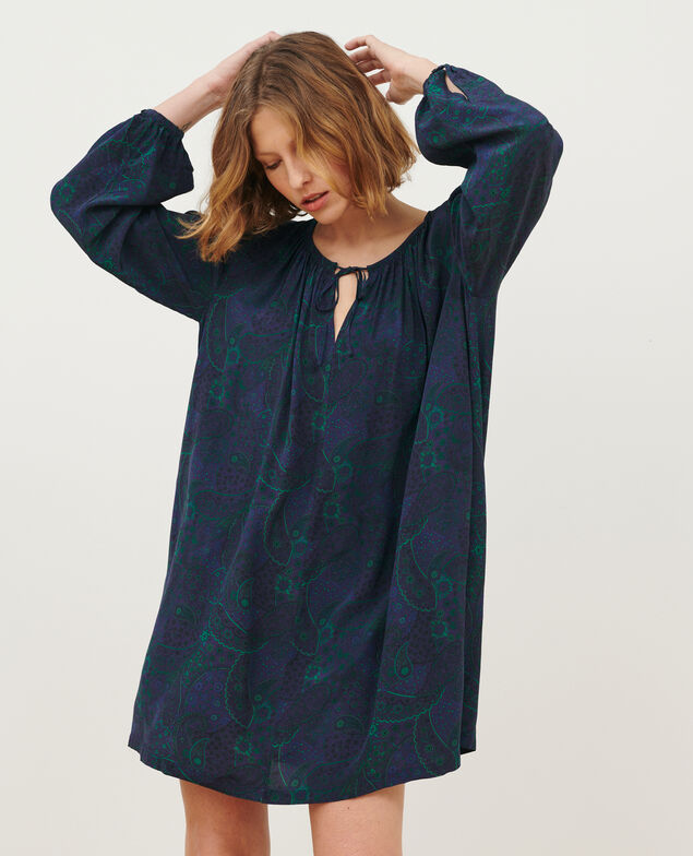 Robe imprimée fluide A684 paisley navy