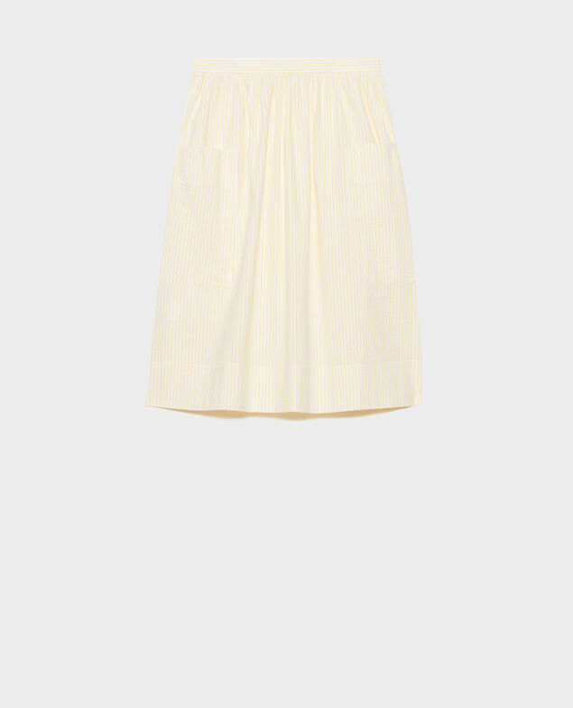 Jupe mi-longue en coton seersucker Str lemon white
