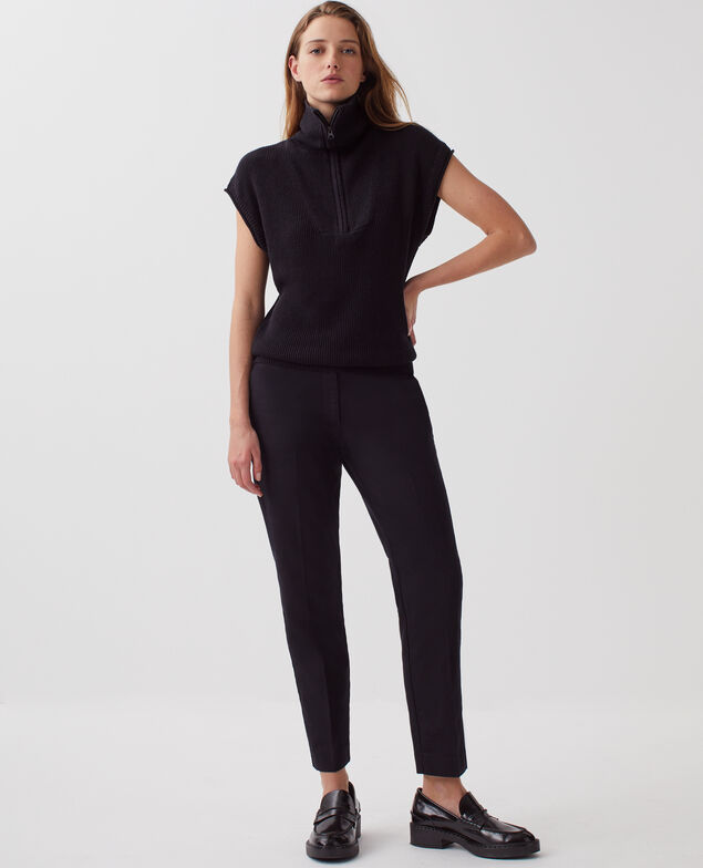 Pull sans manches col zippé en lin H091 black beauty