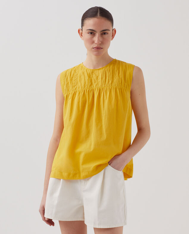 Top sans manches en voile de coton J450 ceylon yellow