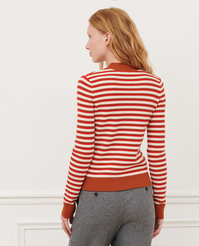 Pull à rayures en laine mérinos 8893 24 orange