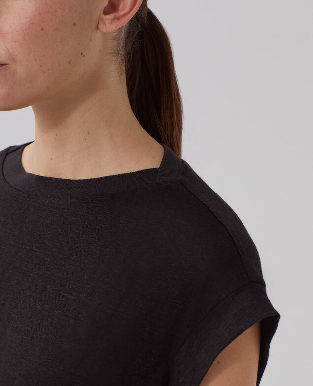 T-shirt boxy en lin KARO H091 black beauty