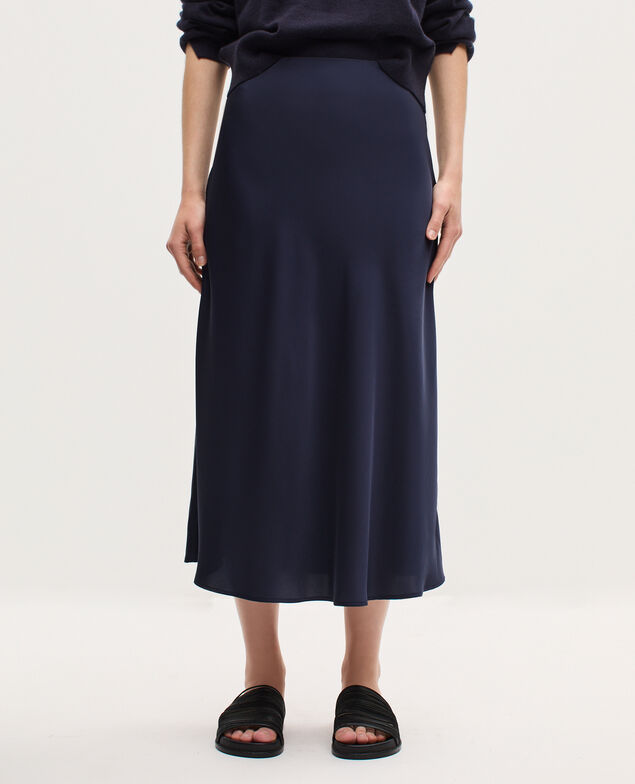 Jupe midi fluide satinée H695 night sky