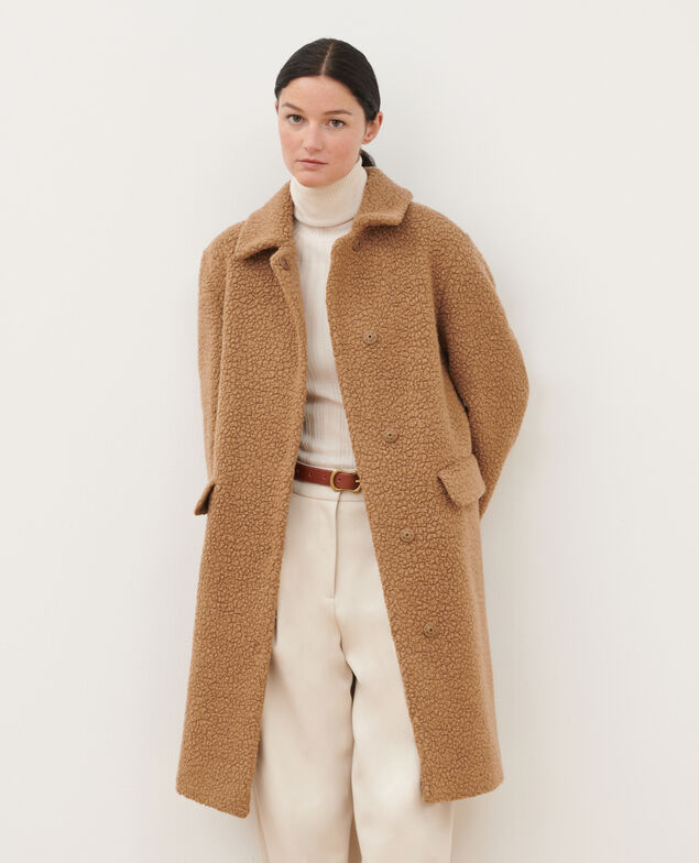 Manteau long en laine mélangée 8849 31 beige