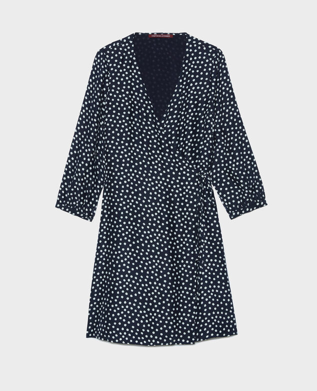 Robe portefeuille en soie Small dots