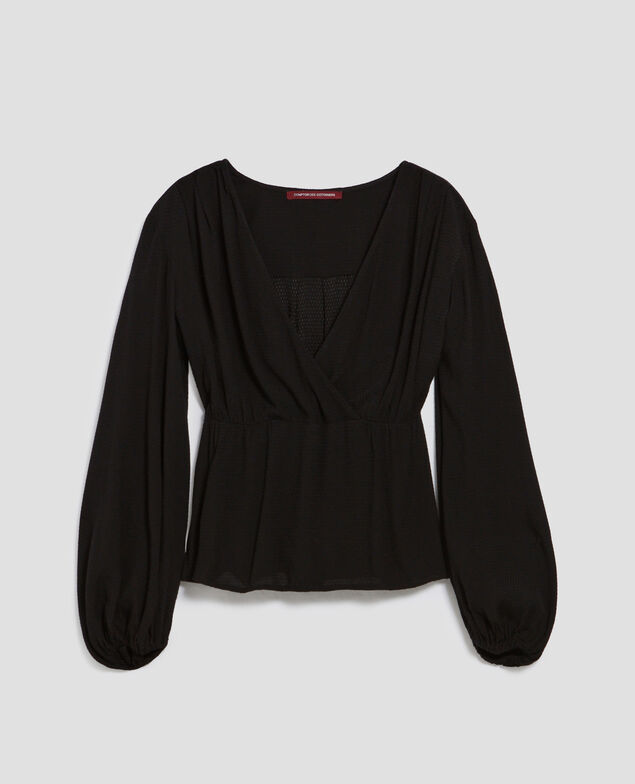 Blouse cache-cœur fluide H091 black beauty