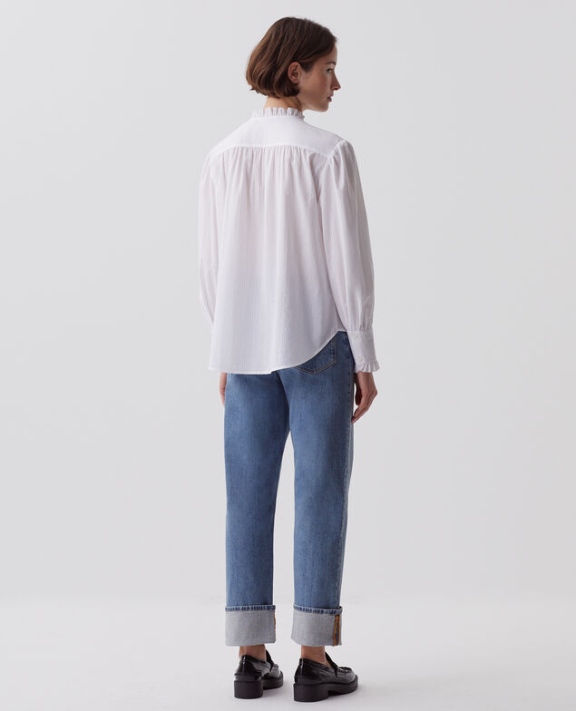 Chemise à manches longues en coton H013 gardenia