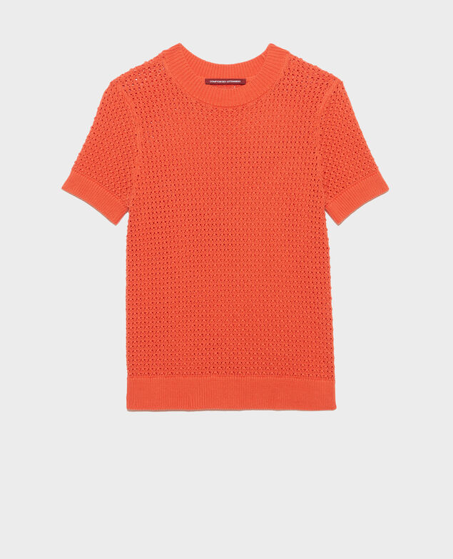 Pull à manches courtes en coton 0220 apricot orange