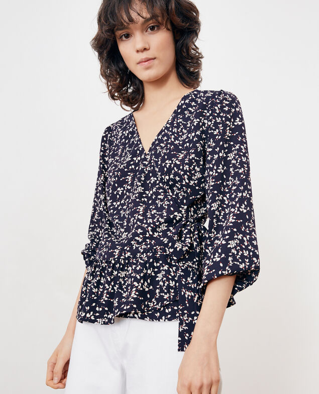 Blouse cache-cœur imprimée Canopee marine