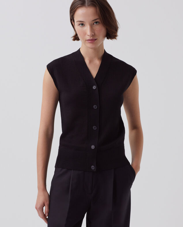 Gilet sans manches en laine et soie H091 black beauty