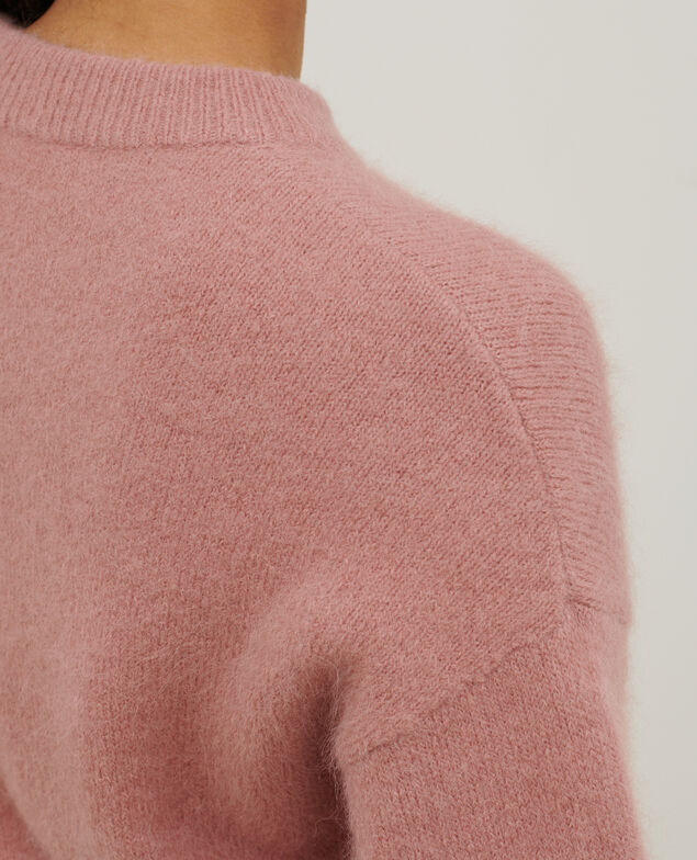 Pull col rond en alpaga mélangé A110 pink knit
