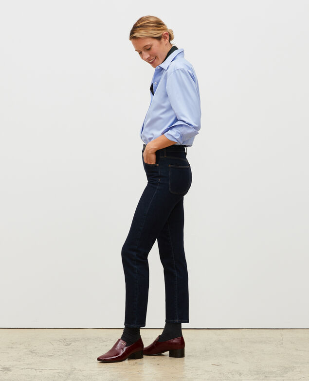 SLIM HIGH RISE - Jean cropped 5 poches Denim rinse