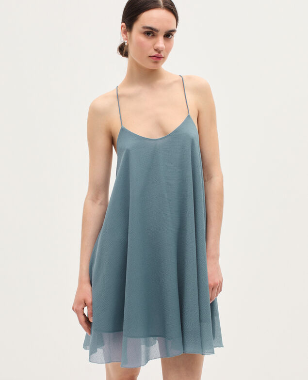 Robe courte en mousseline  K631 blue lake
