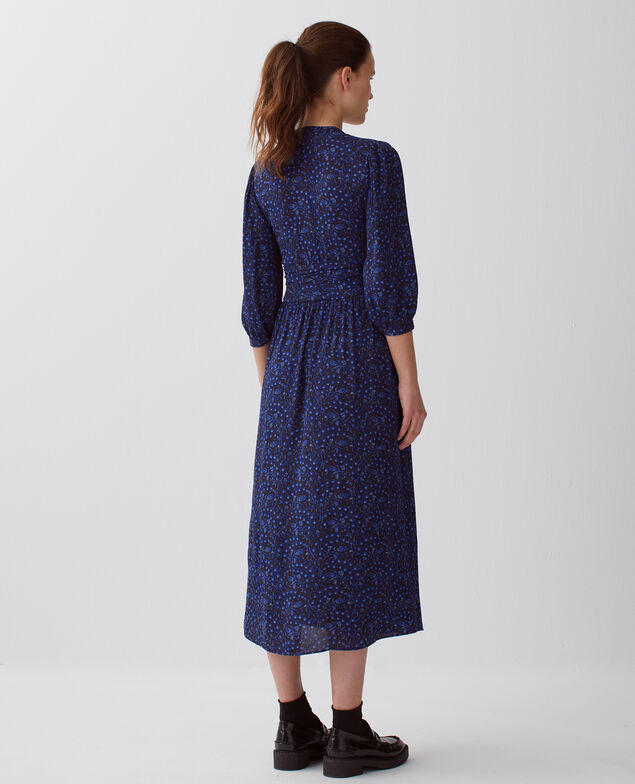 Robe longue fluide I662 batik navy