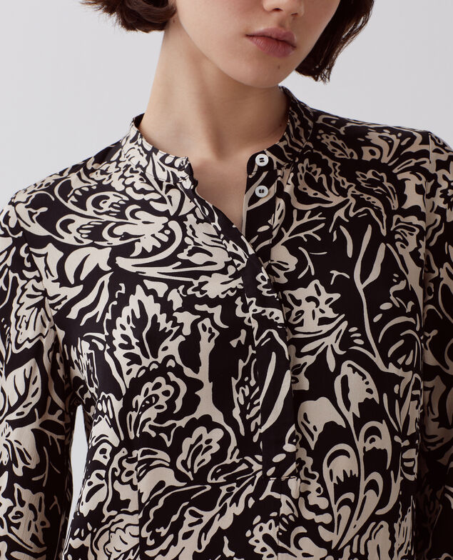 Robe courte fluide I094 abstract fl blk
