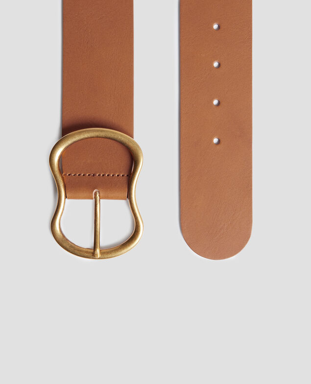 Ceinture large en cuir H323 camel