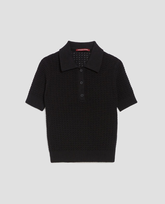 Pull col polo à manches courtes H091 black beauty