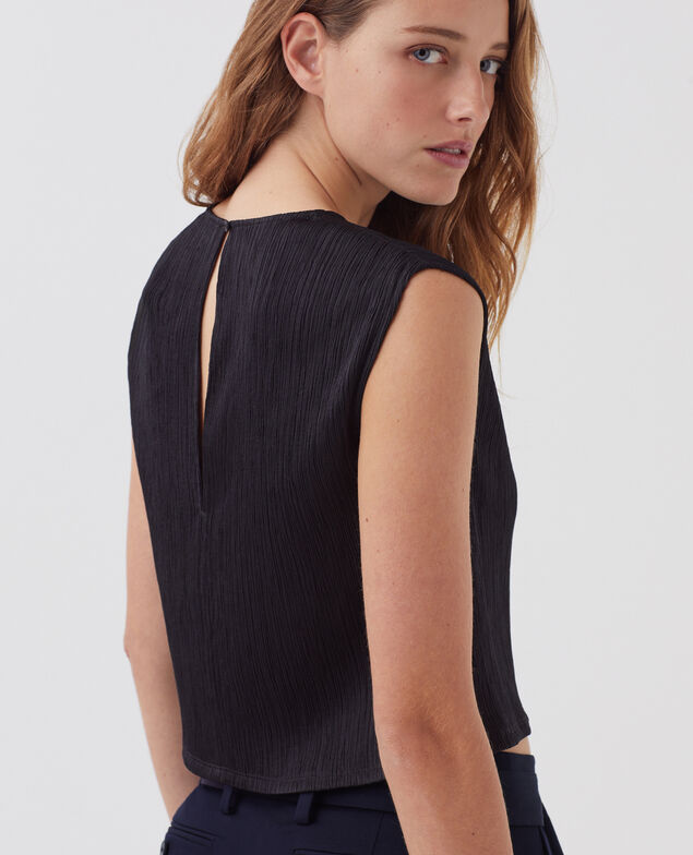 Top texturé sans manches H091 black beauty