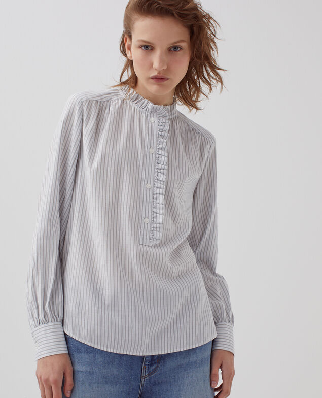 Blouse détails de volants I098 st black blue