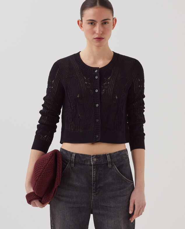 Cardigan en coton crochet H091 black beauty