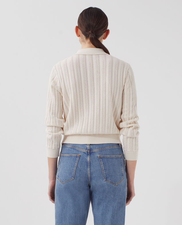Pull col polo en coton U010 off white