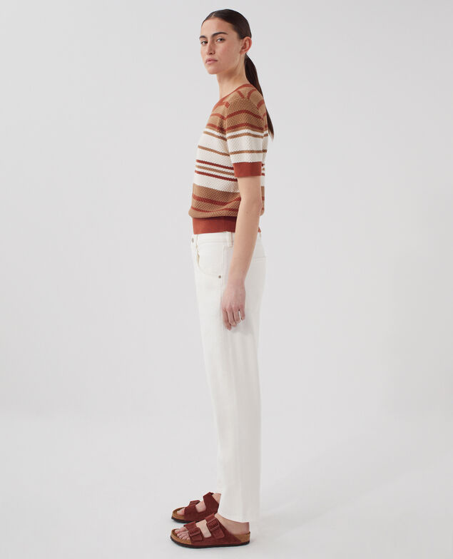 Pull à manches courtes en coton J260 st ecru orange