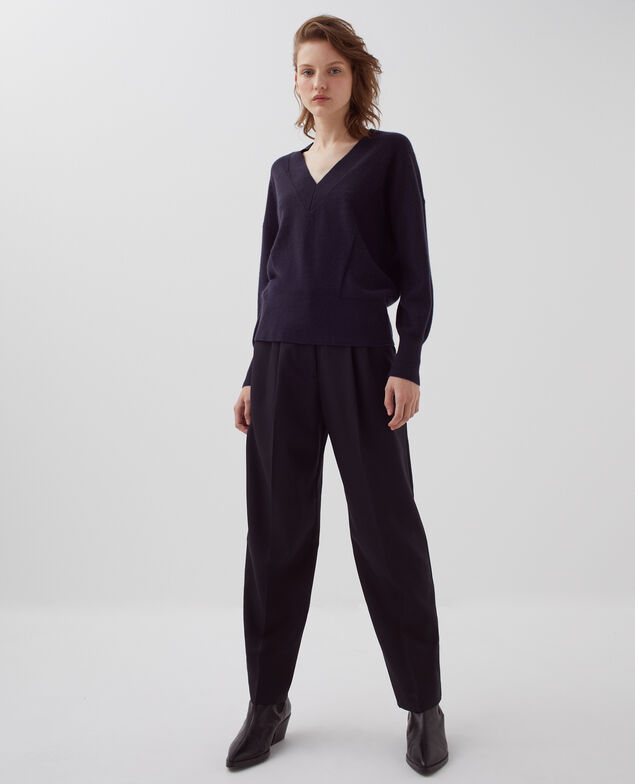 Pull col V en cachemire H695 night sky