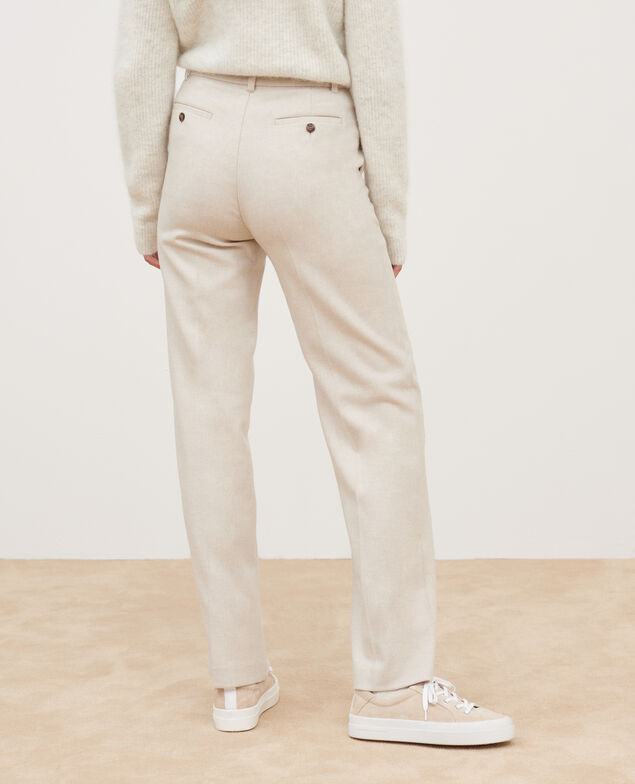 Pantalon droit en flanelle BLANDINE 8838 40 cream