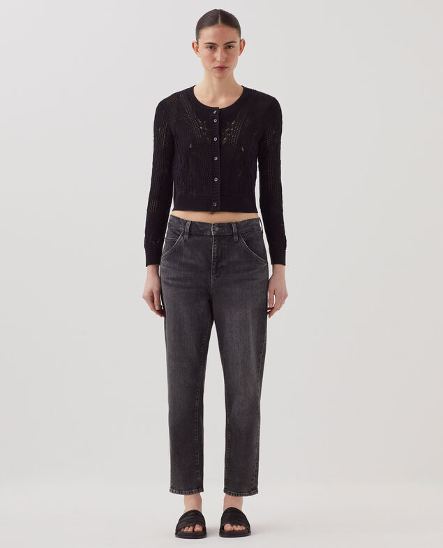 Cardigan en coton crochet H091 black beauty