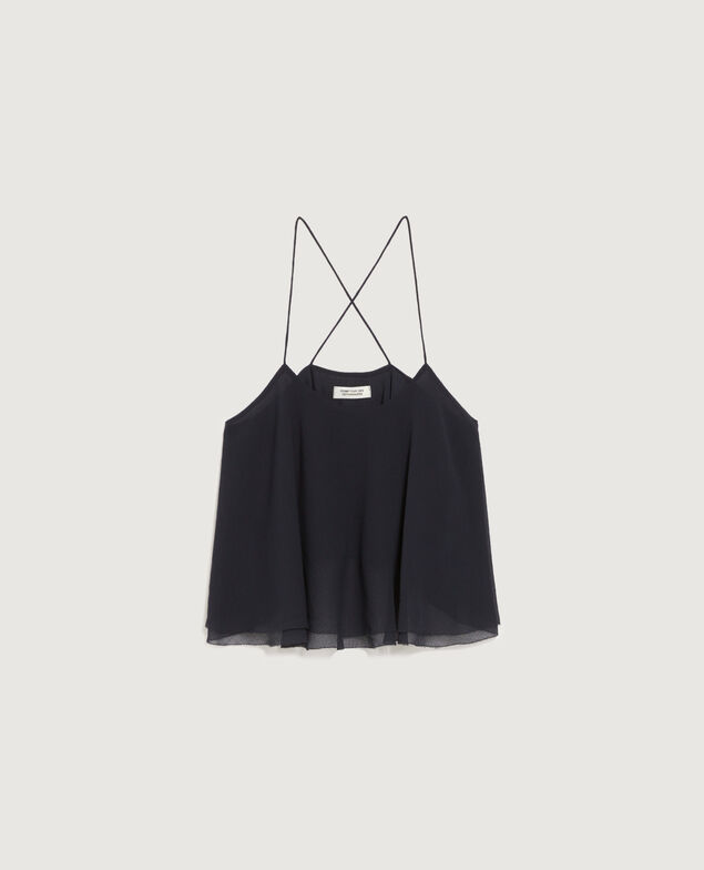 Top en mousseline à bretelles croisées K080 vulcan gray