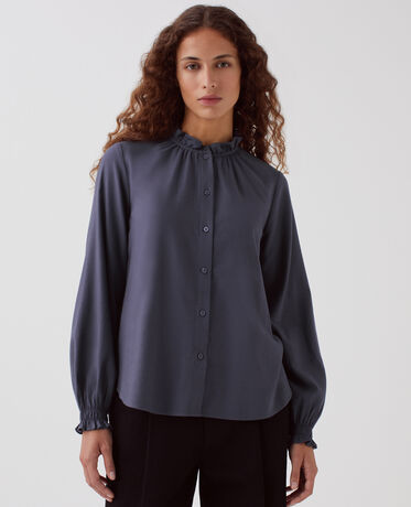 Blouse &agrave; col volant&eacute; I083 odyssey gray