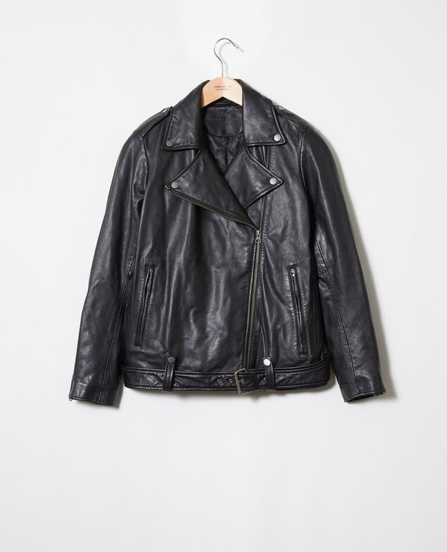 Veste en cuir Noir