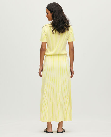 Jupe longue en maille c&ocirc;tel&eacute;e L433 white yellow