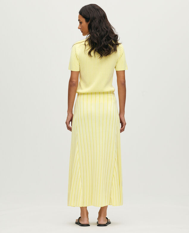 Jupe longue en maille c&ocirc;tel&eacute;e L433 white yellow