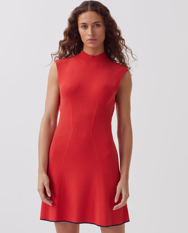 Robe courte en maille J240 paprika orange