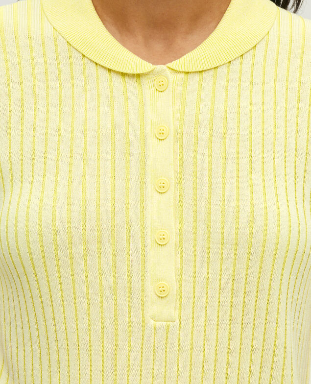 Polo  en maille c&ocirc;tel&eacute;e L433 white yellow