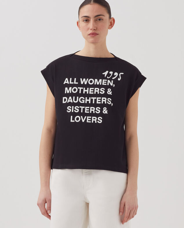 T-shirt boxy en coton J095 black base words