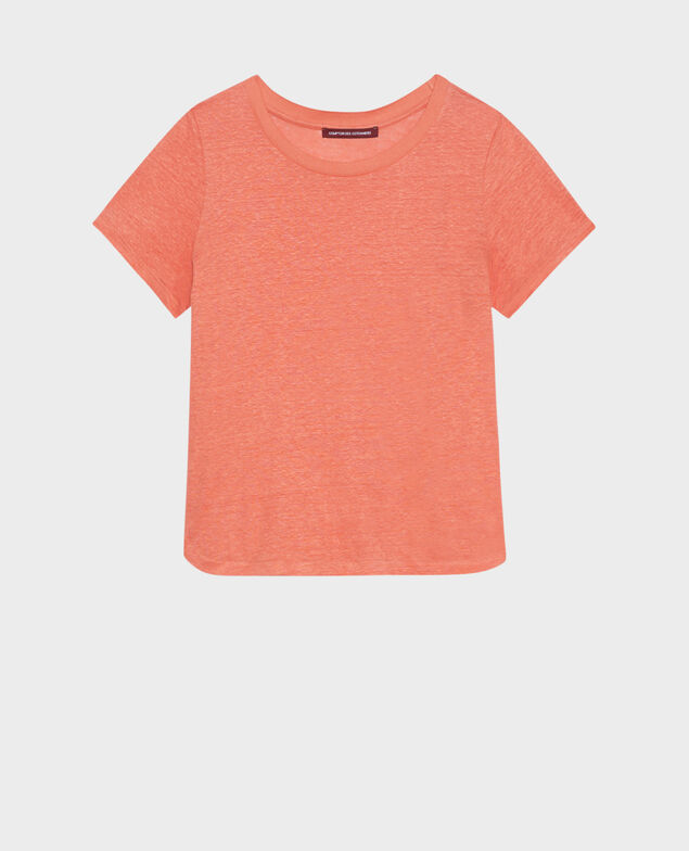 T-shirt col rond en lin AMANDINE 21 light orange
