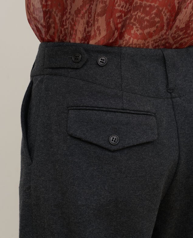 PEGGY - Wool blend carrot trousers A081 solid dark grey